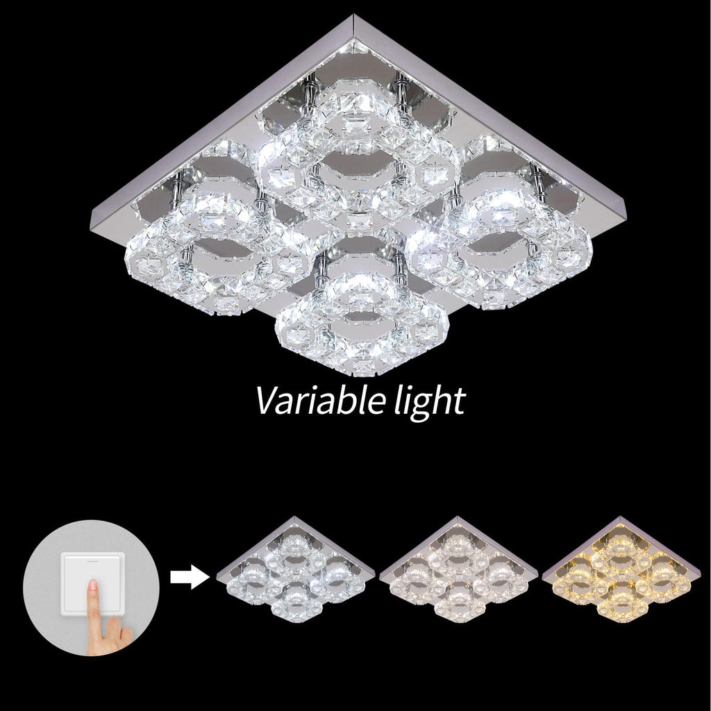 Aurora Five Ring Crystal Chandelier With Remote Control LED