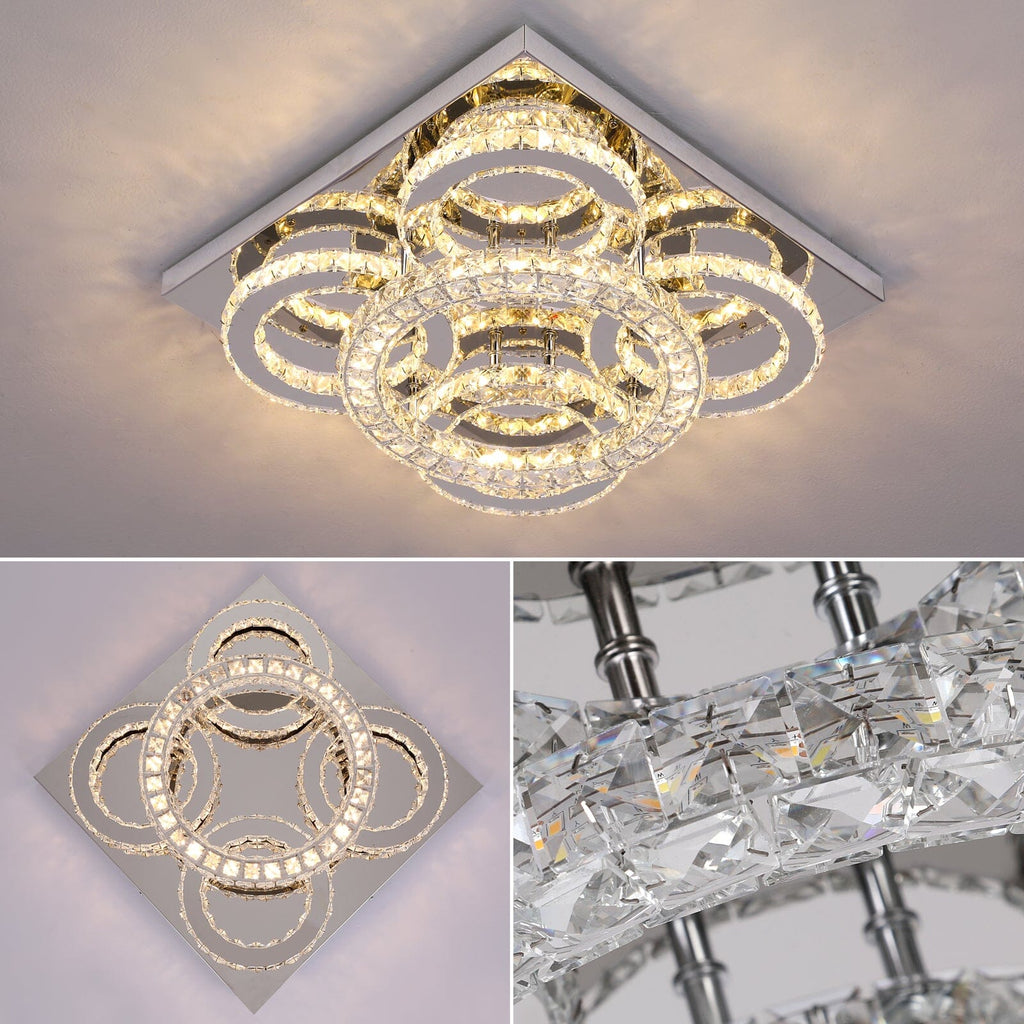 Aurora Five Ring Crystal Chandelier With Remote Control LED