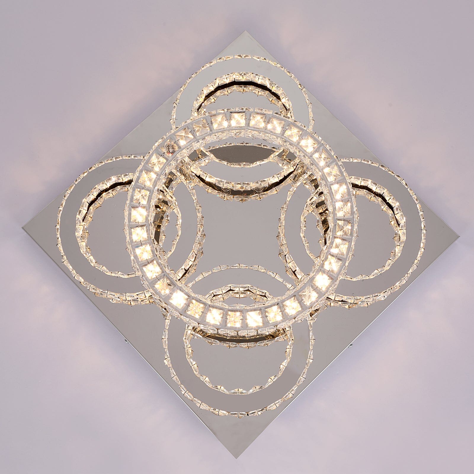 Aurora Five Ring Crystal Chandelier With Remote Control LED