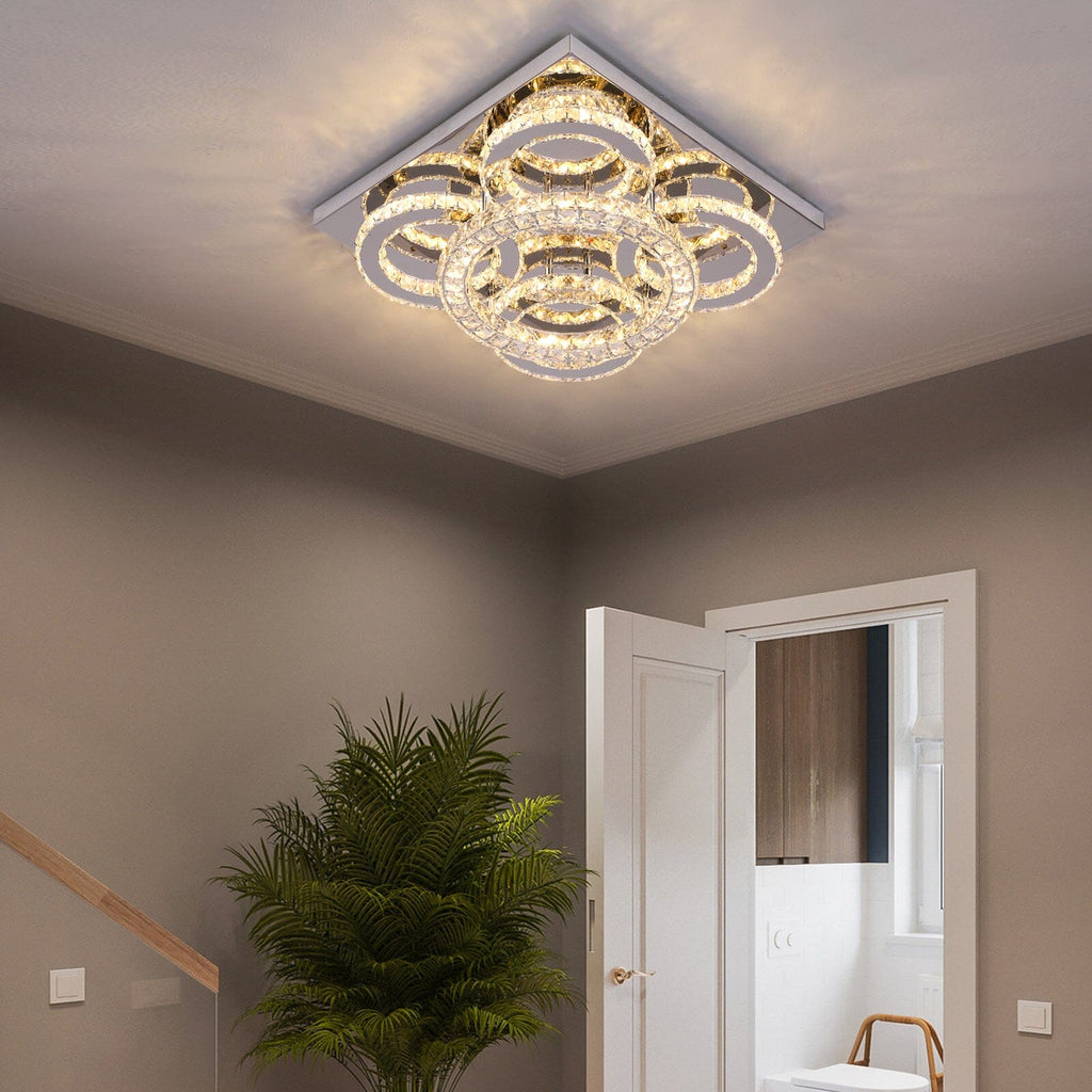 Aurora Five Ring Crystal Chandelier With Remote Control LED