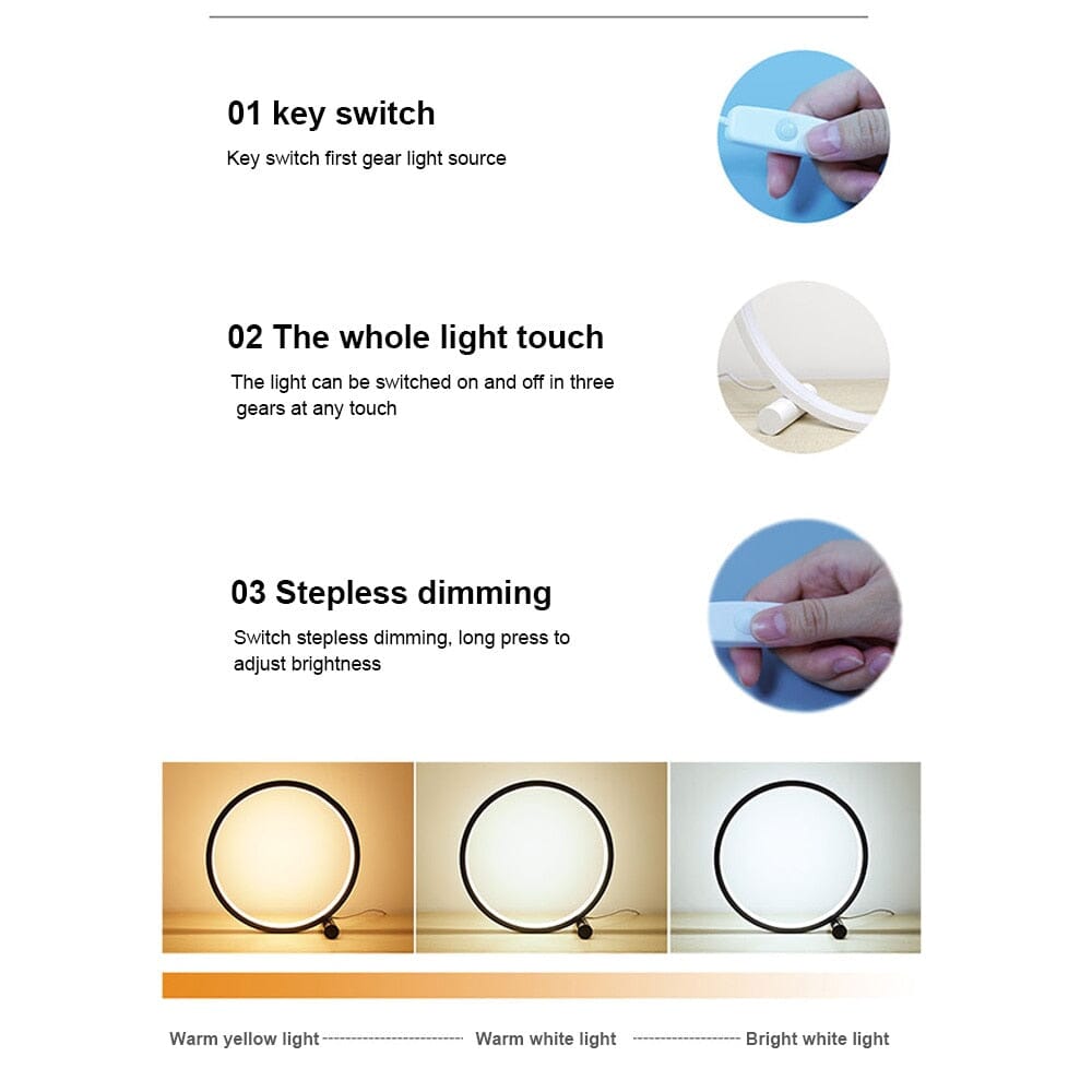 Lámpara Táctil LED NovaHalo para Interiores Modernos con Luz Blanca Cálida