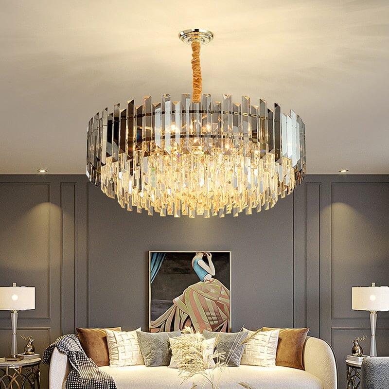 Lampadario Premium Aurelia Rotondo in Cristallo Dorato LED