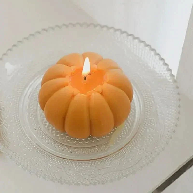 Vela Aromática Abóbora AmberAura Feita à Mão Brilho Aconchegante Para Decoração de Casa