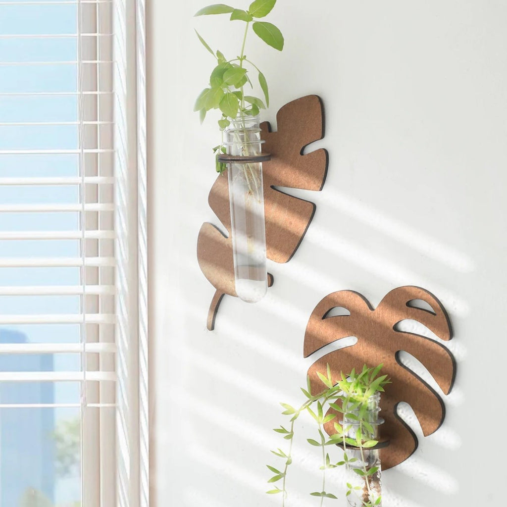 Jardinière murale en forme de feuille VerdantCraft, fabriquée à la main en bois naturel