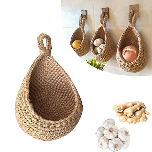Cesta Colgante de Yute AeroLuxe para Cocina, Ahorra Espacio y Organizador de Almacenamiento