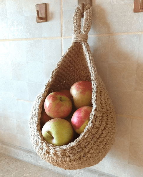 Cesta Colgante de Yute AeroLuxe para Cocina, Ahorra Espacio y Organizador de Almacenamiento