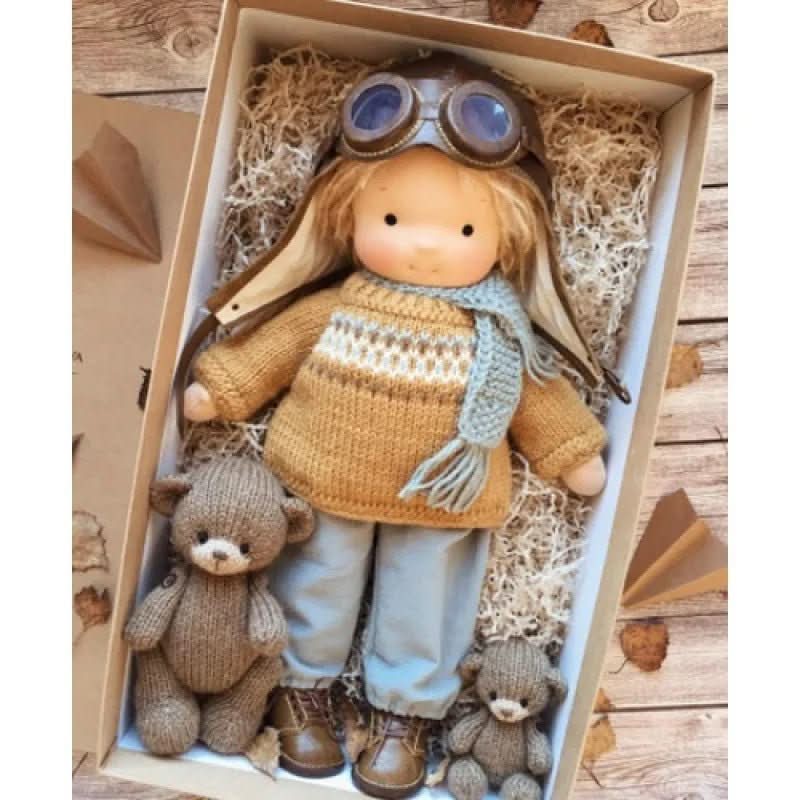 Boneca de Algodão Waldolly Waldorf para Brincadeira Suave, Natural, Imaginativa e Encanto Atemporal