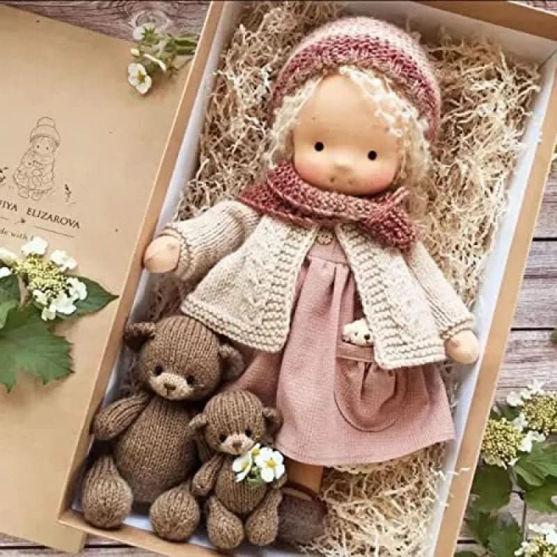 Boneca de Algodão Waldolly Waldorf para Brincadeira Suave, Natural, Imaginativa e Encanto Atemporal