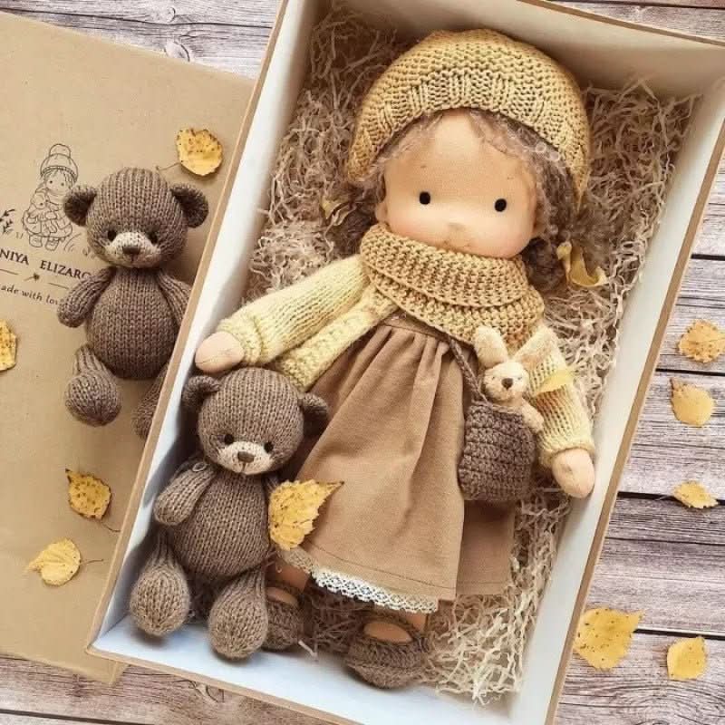 Boneca de Algodão Waldolly Waldorf para Brincadeira Suave, Natural, Imaginativa e Encanto Atemporal