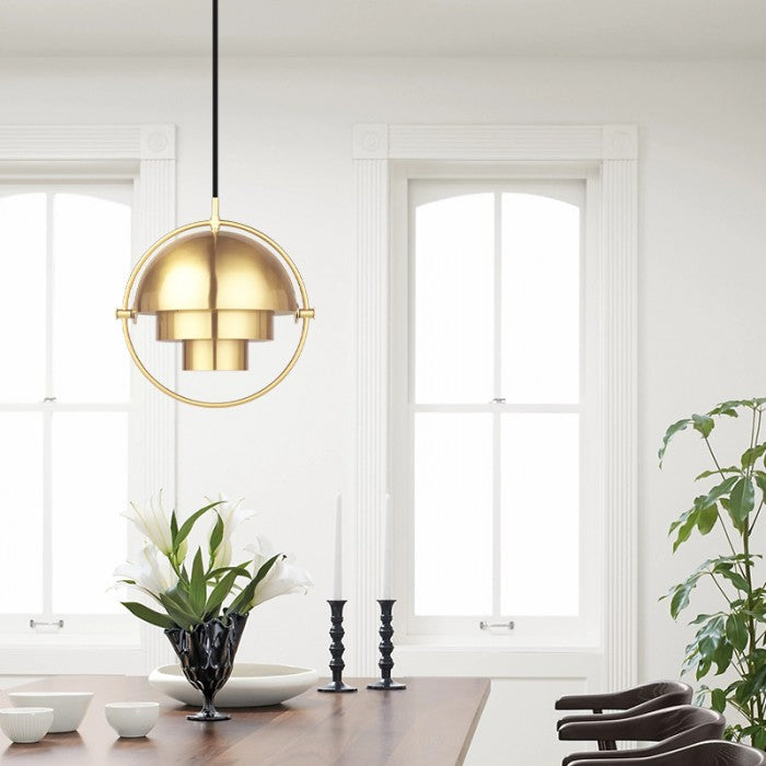Lámpara Colgante LED NovaFlux Giratoria con Capas de Metal