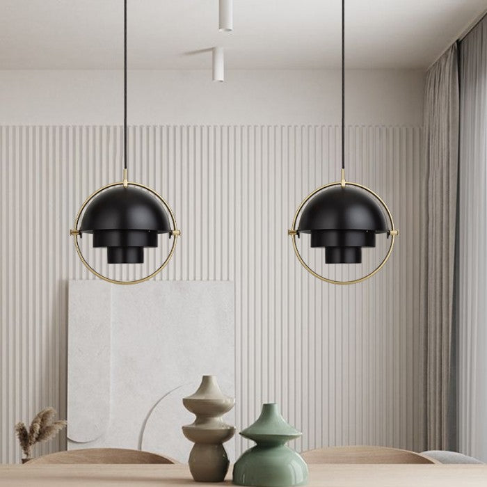 Lámpara Colgante LED NovaFlux Giratoria con Capas de Metal