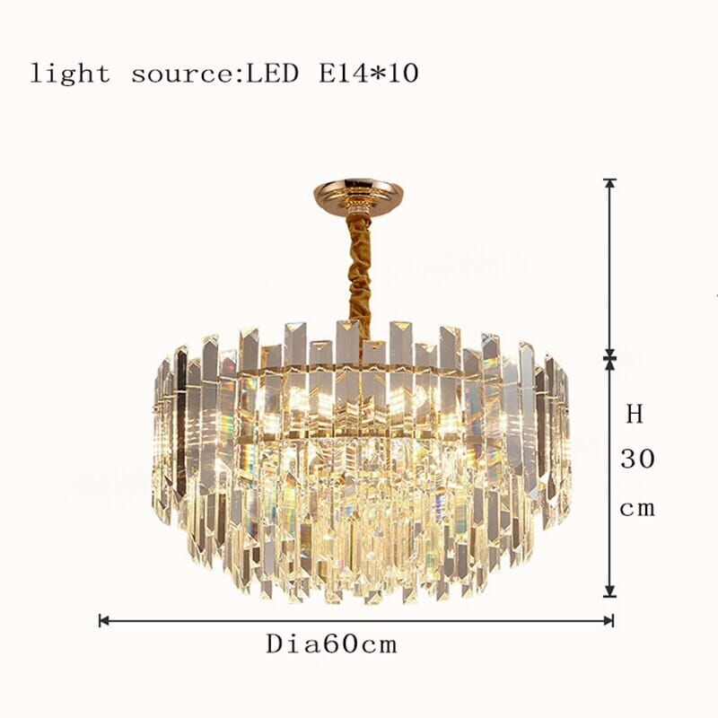 Lampadario Premium Aurelia Rotondo in Cristallo Dorato LED