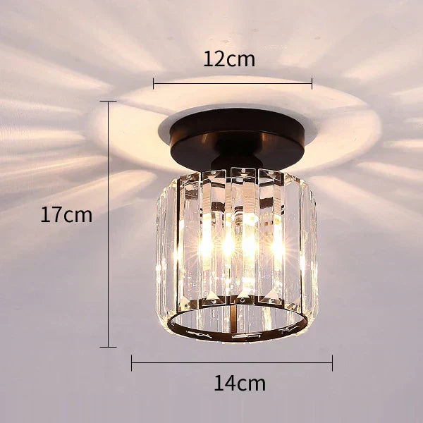Luz de Teto de Cristal Obsidian Lume com Acabamento Preto para Corredores