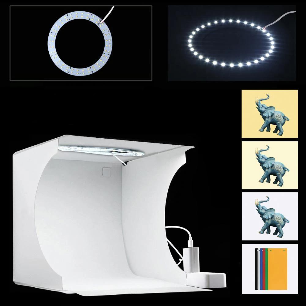 Přenosné foto studio LumiCube s LED osvětlením a šesti stolními pozadími