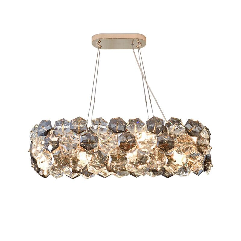 Candelabru Aurora Crystal cu cristale gri fum și oțel inoxidabil
