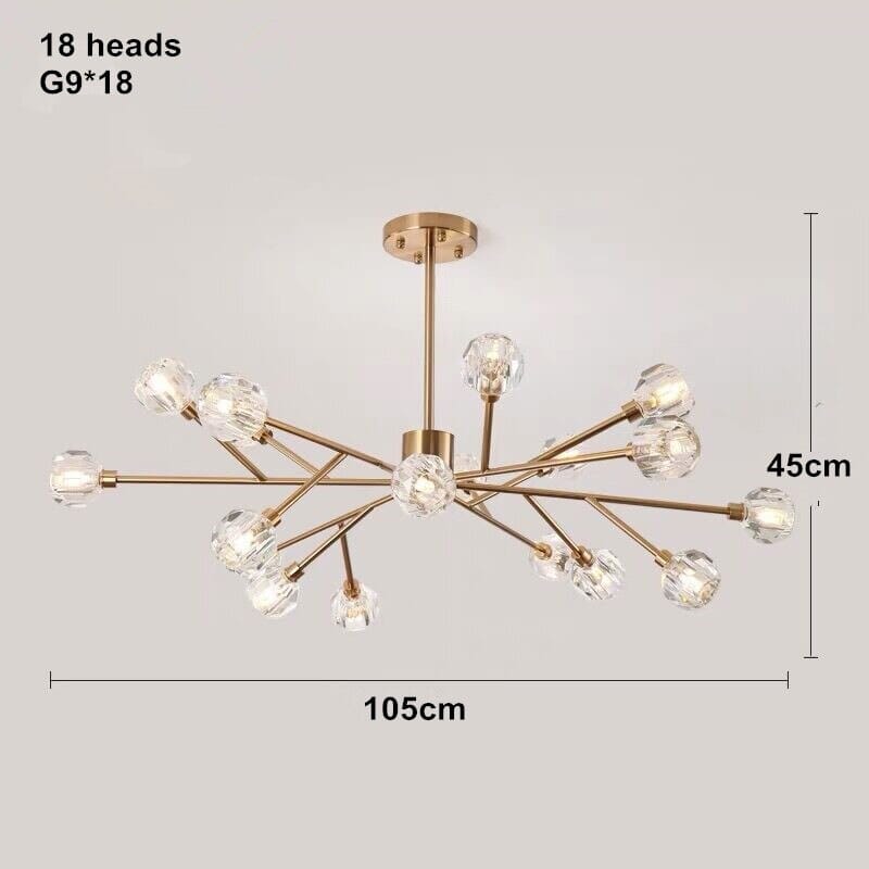 Lámpara de araña Elara Orb LED de cristal para espacios modernos