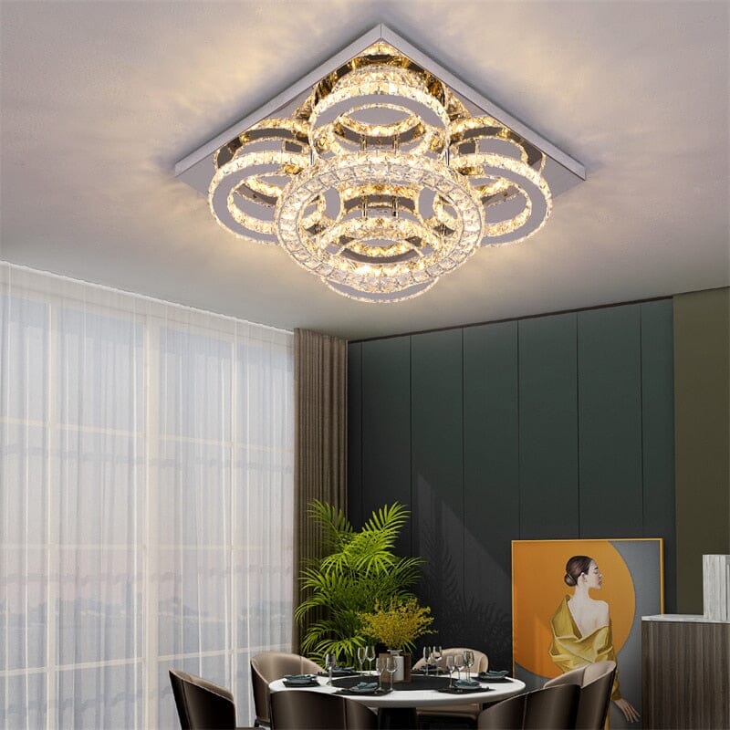 Aurora Five Ring Crystal Chandelier With Remote Control LED