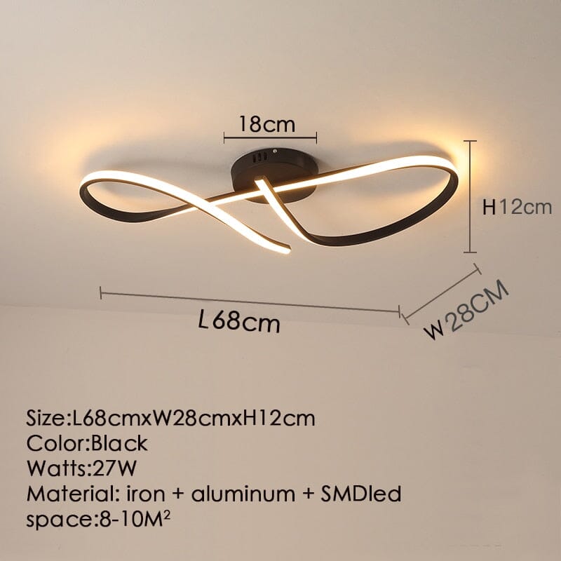 NovaLume Bogen LED-Deckenleuchte in Schmiedeeisen-Finish