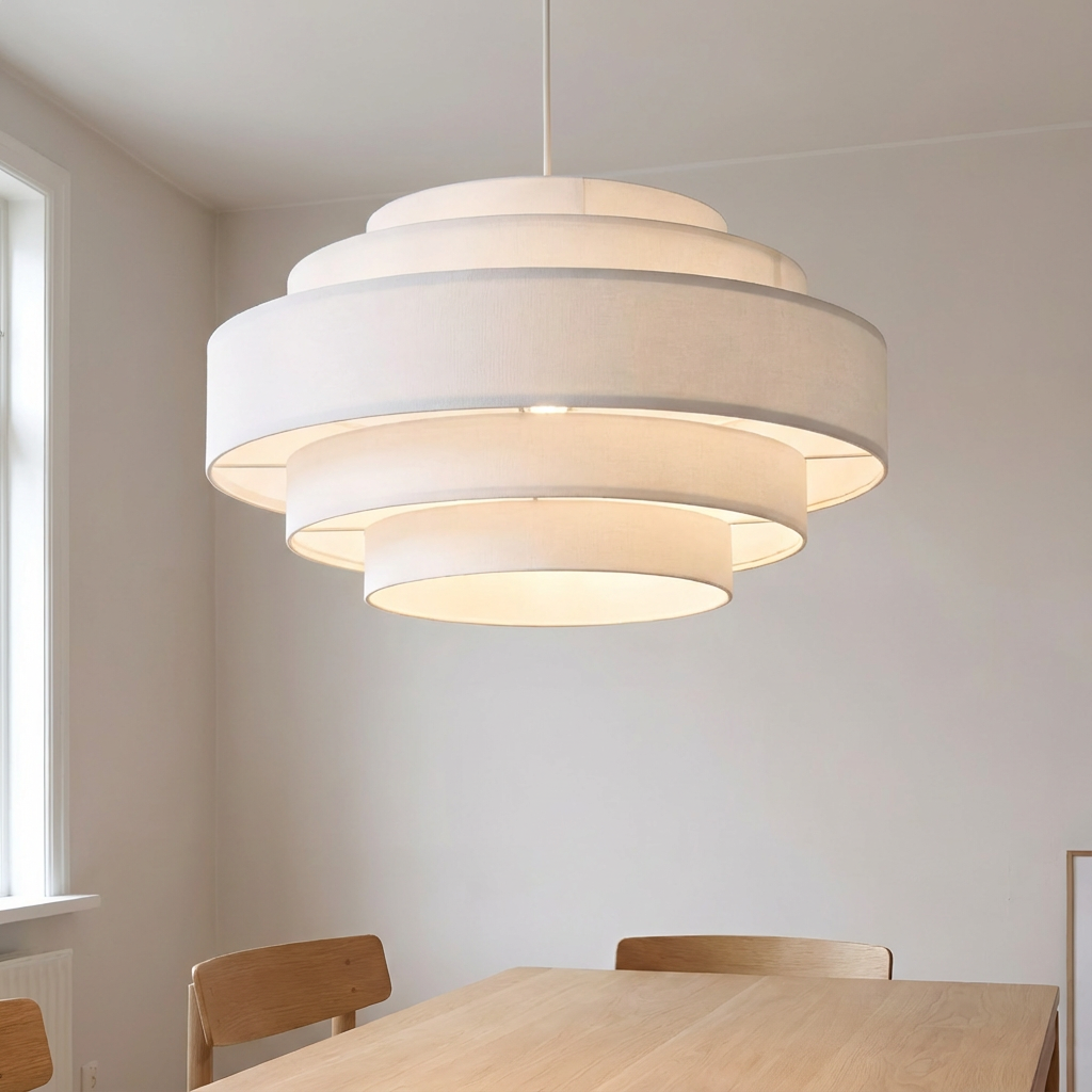 LumenSpiral Elegante Spiraalvormige Textiel Plafondlamp voor Woonkamer en Slaapkamer