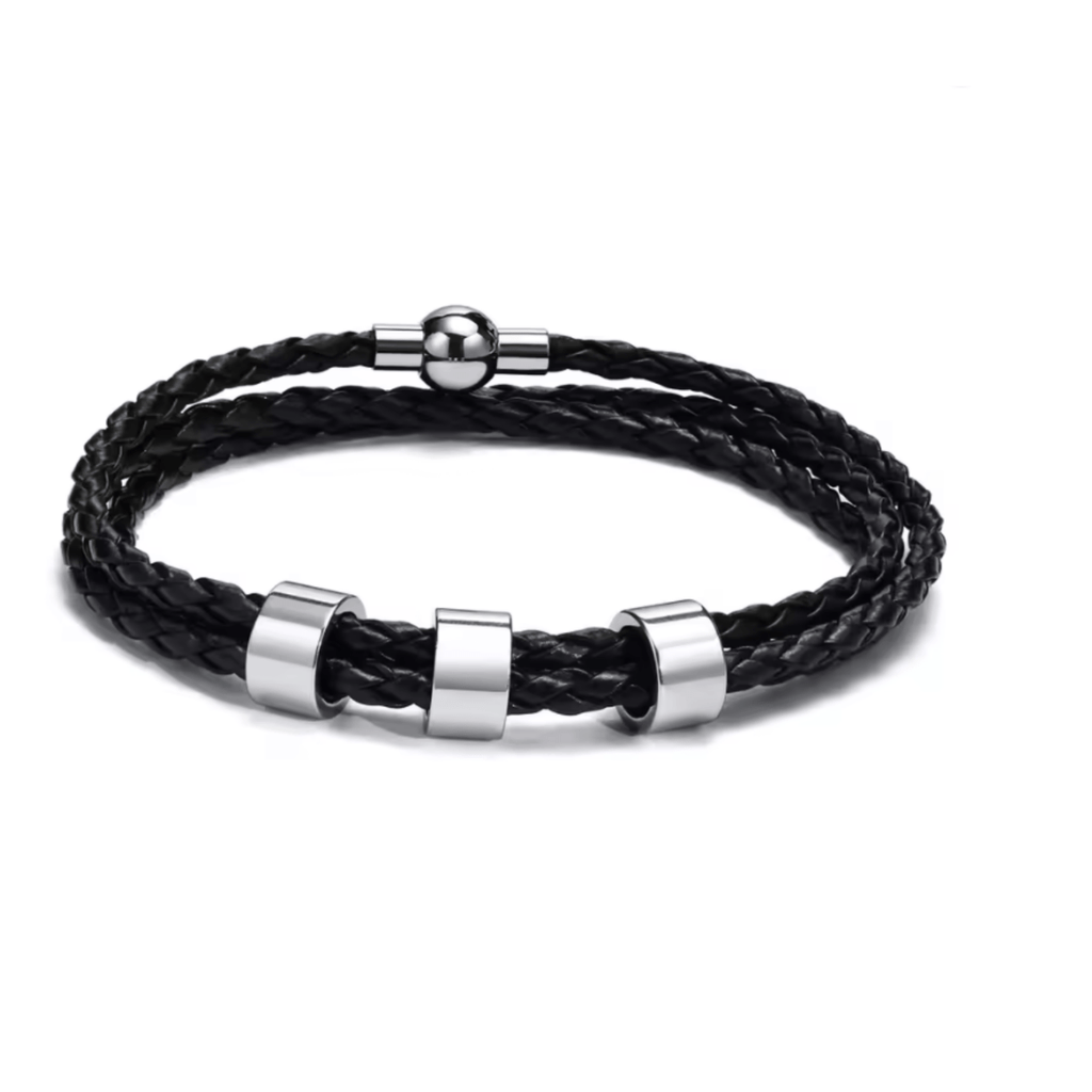 Pulsera trenzada duradera para hombre NovaForge con cuentas personalizadas con nombre