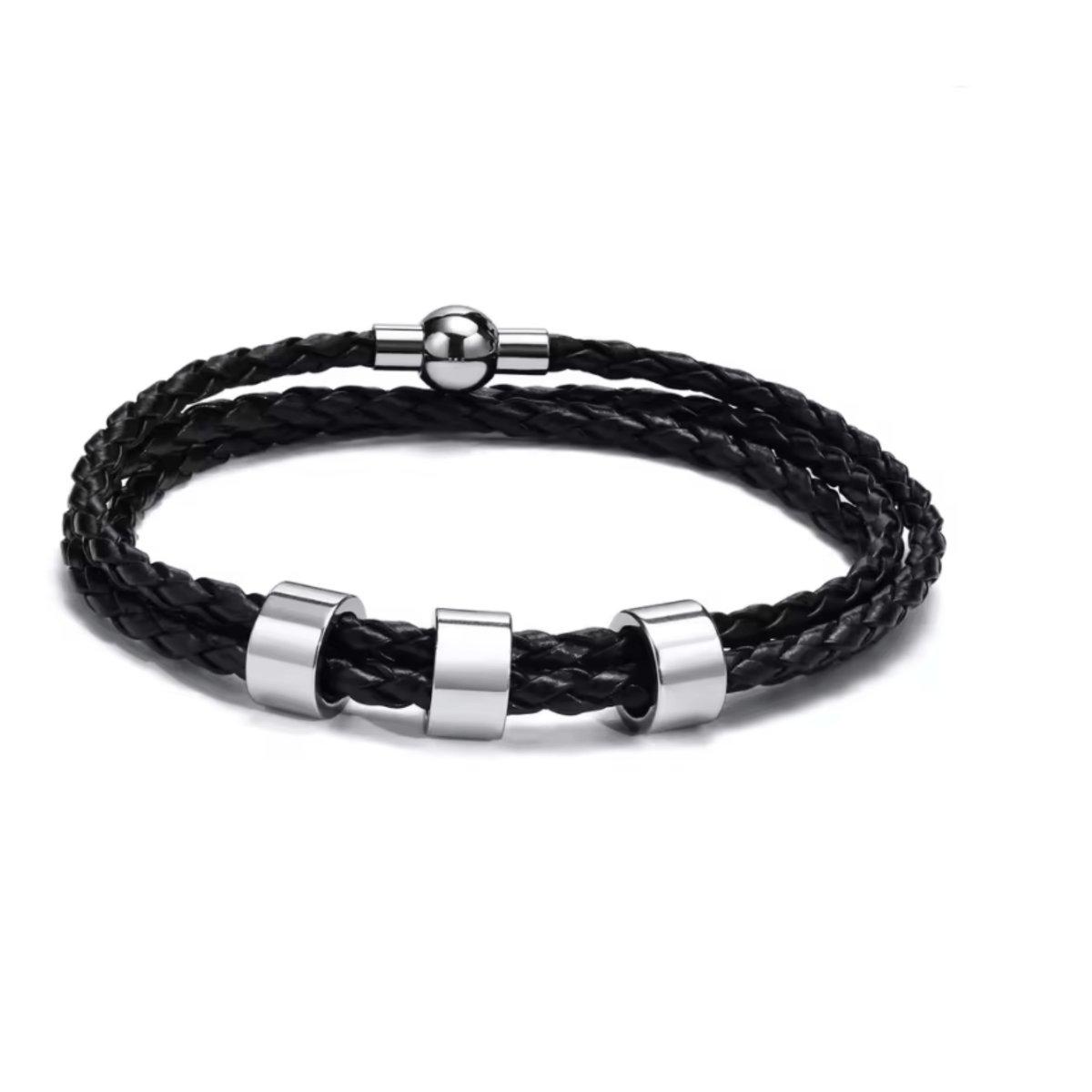 Pulsera trenzada duradera para hombre NovaForge con cuentas personalizadas con nombre