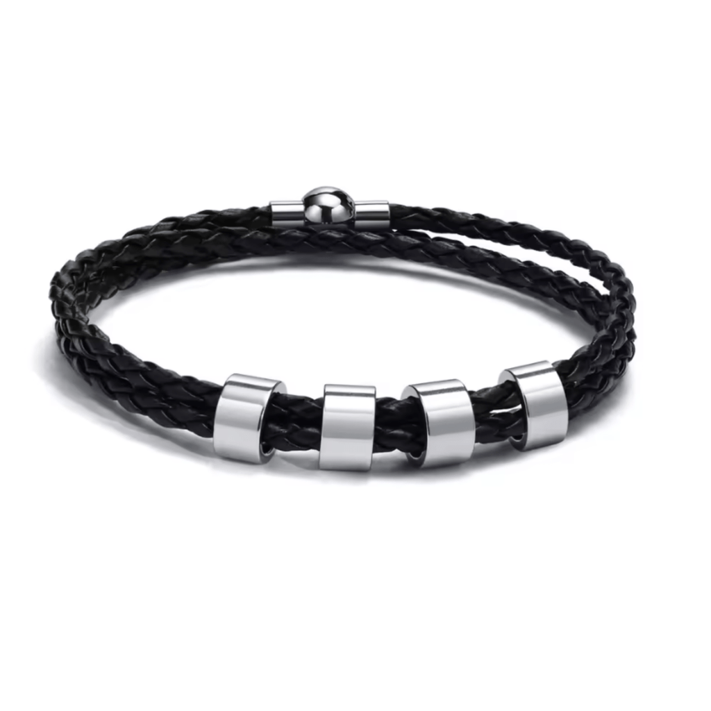 Pulsera trenzada duradera para hombre NovaForge con cuentas personalizadas con nombre