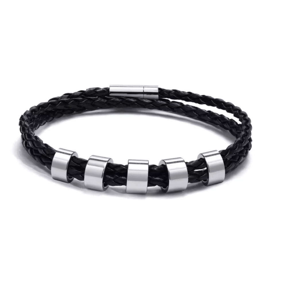 Pulsera trenzada duradera para hombre NovaForge con cuentas personalizadas con nombre