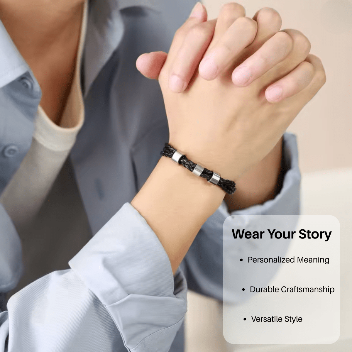 Pulsera trenzada duradera para hombre NovaForge con cuentas personalizadas con nombre
