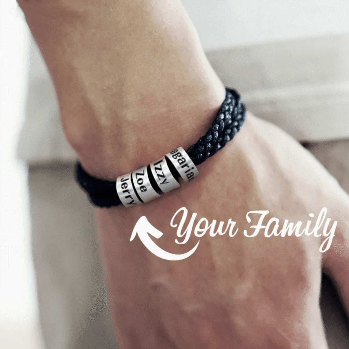 Pulsera trenzada duradera para hombre NovaForge con cuentas personalizadas con nombre