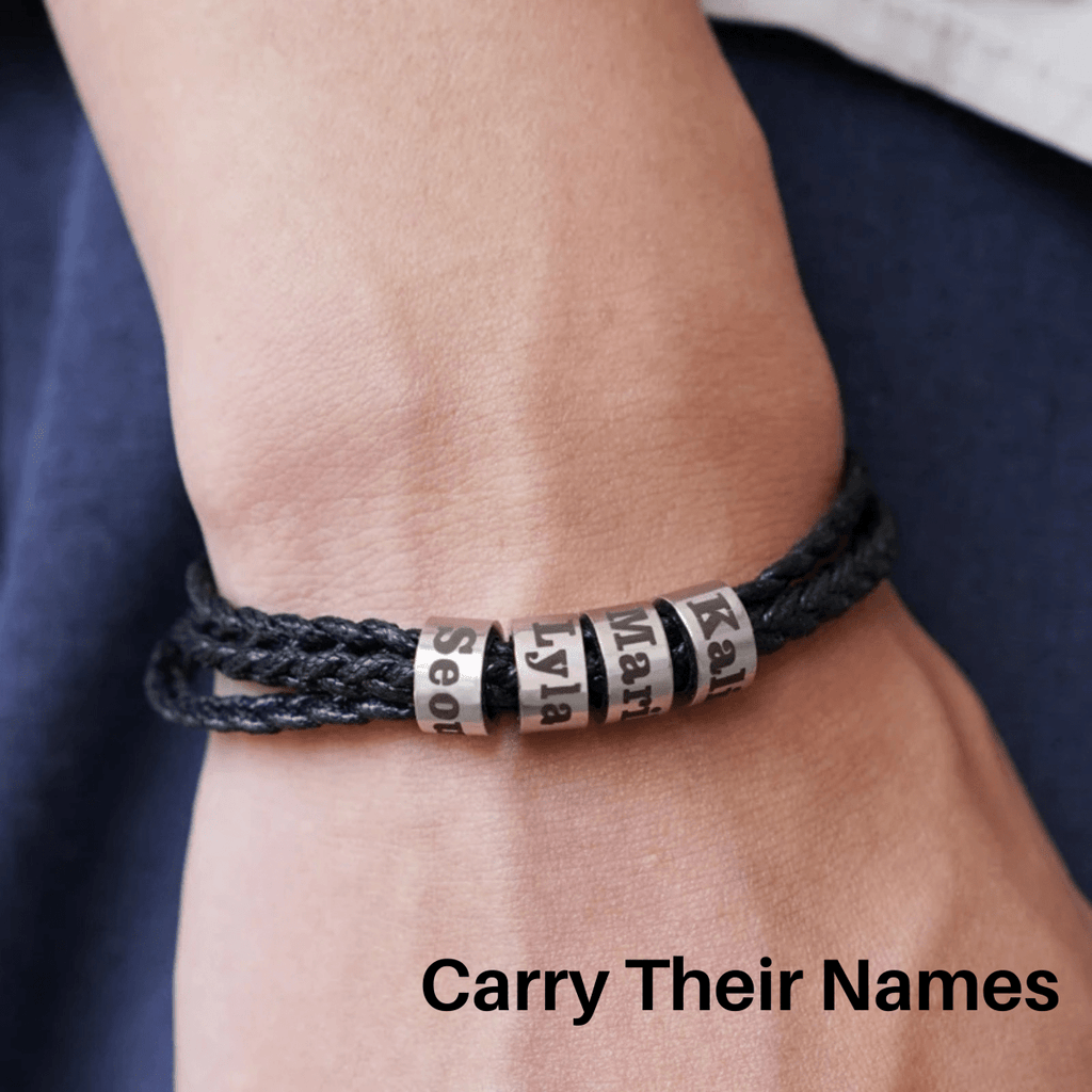 Pulsera trenzada duradera para hombre NovaForge con cuentas personalizadas con nombre