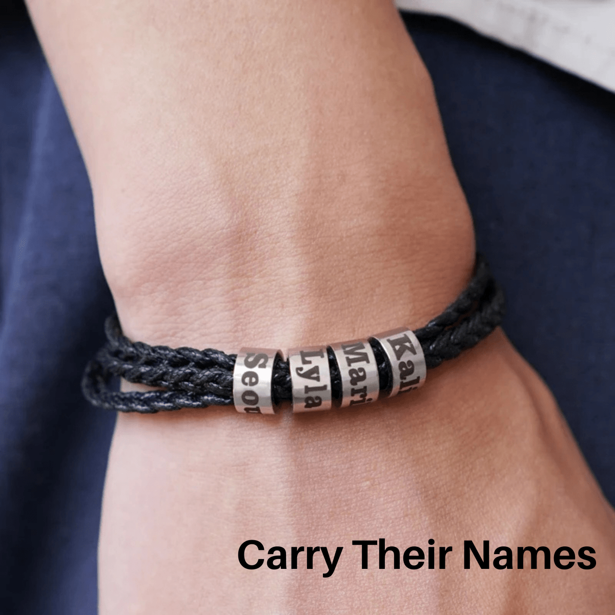 Pulsera trenzada duradera para hombre NovaForge con cuentas personalizadas con nombre