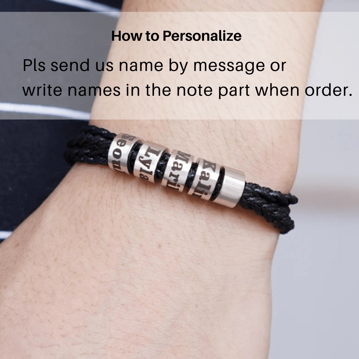 Pulsera trenzada duradera para hombre NovaForge con cuentas personalizadas con nombre