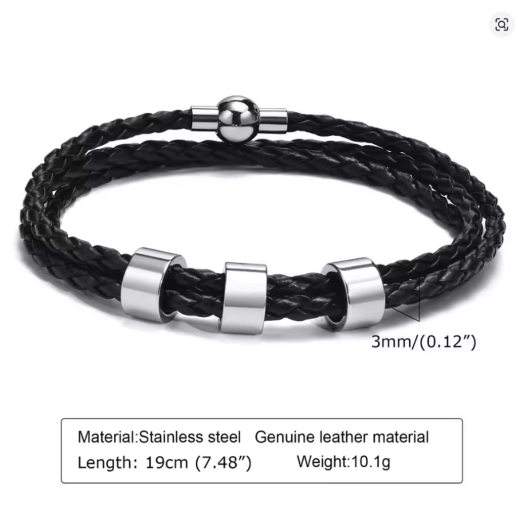 Pulsera trenzada duradera para hombre NovaForge con cuentas personalizadas con nombre