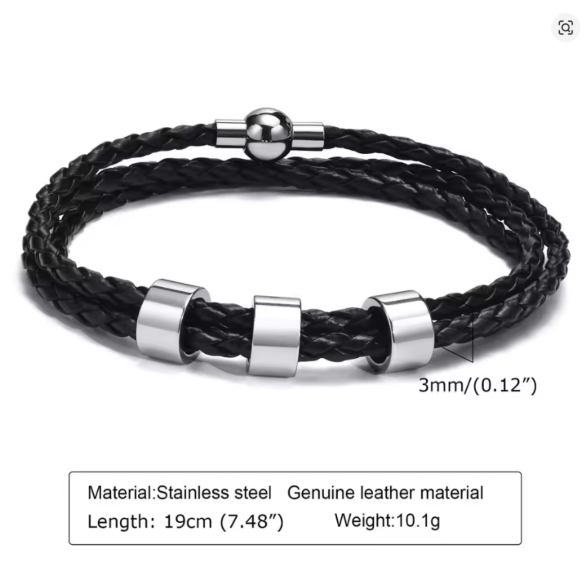 Pulsera trenzada duradera para hombre NovaForge con cuentas personalizadas con nombre