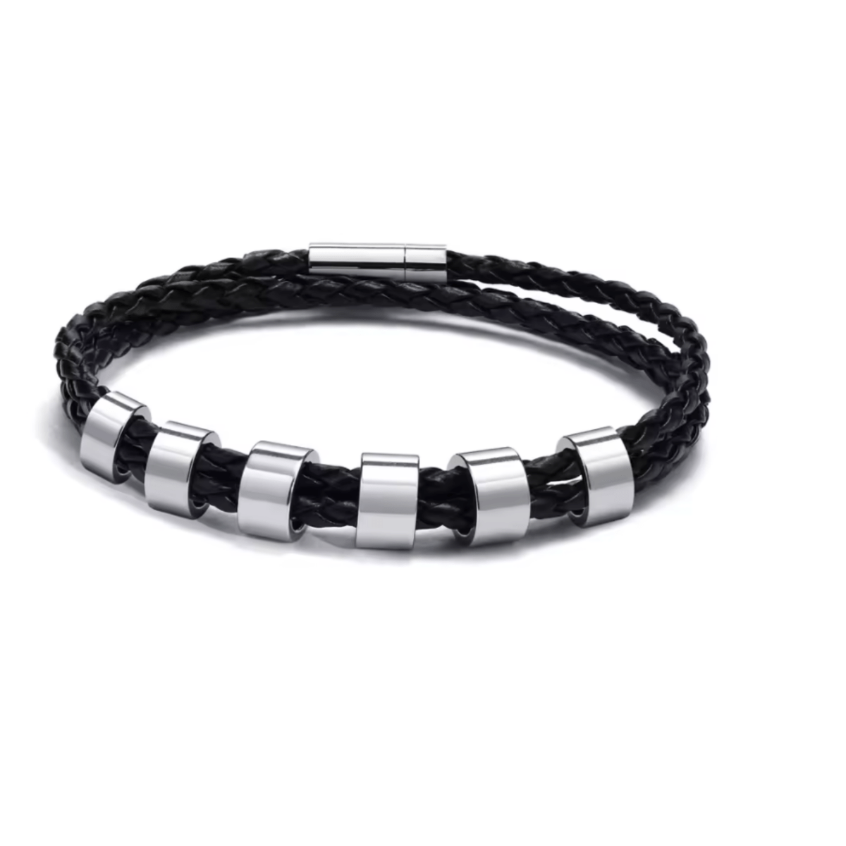 Pulsera trenzada duradera para hombre NovaForge con cuentas personalizadas con nombre