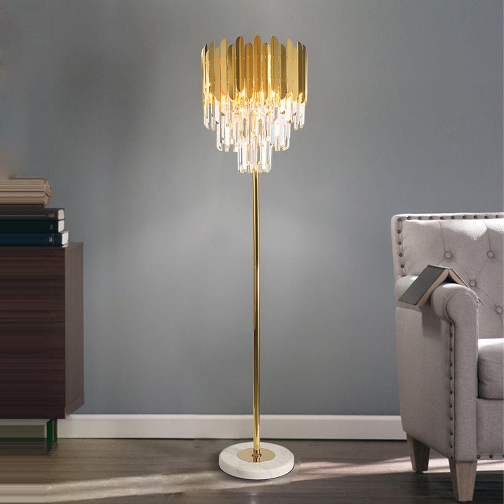 Lámpara de pie y de mesa Nova Crystal en acero inoxidable