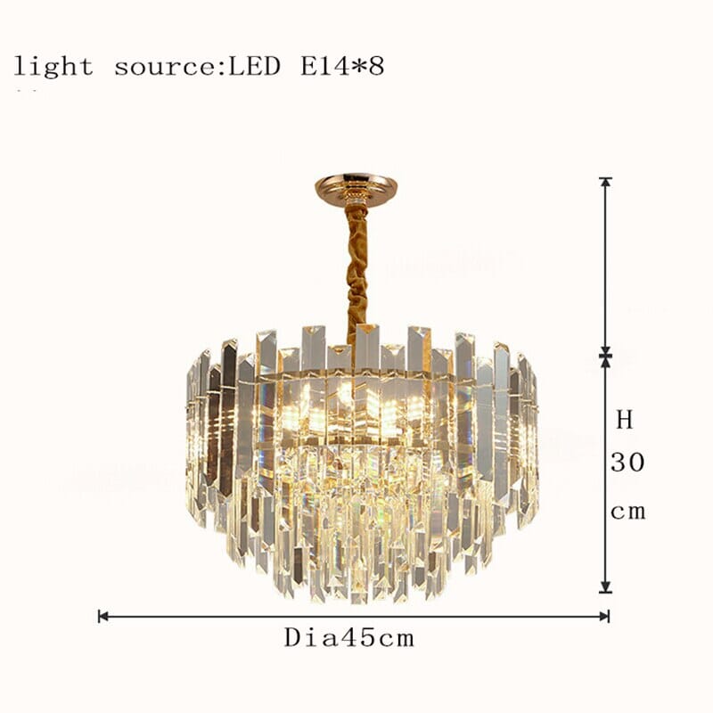 Lampadario Premium Aurelia Rotondo in Cristallo Dorato LED