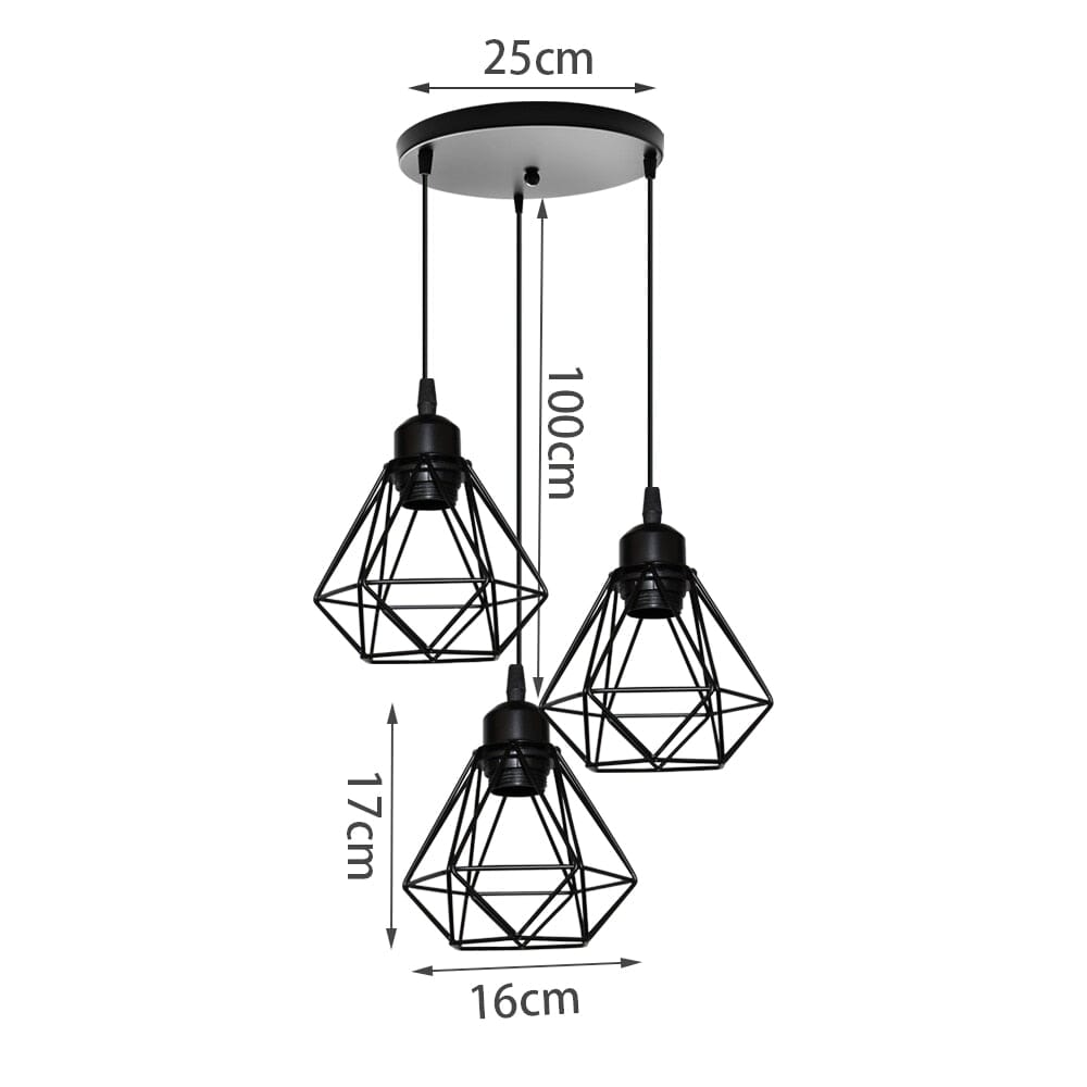 Candeeiro Suspenso Lyra em Estrutura Vintage de Ferro para Sala de Jantar