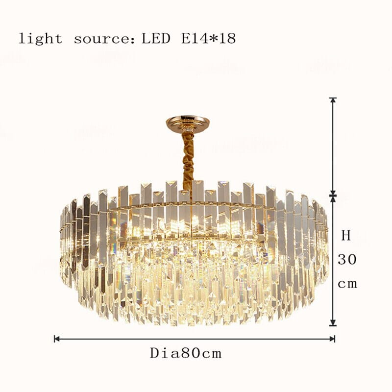 Lampadario Premium Aurelia Rotondo in Cristallo Dorato LED