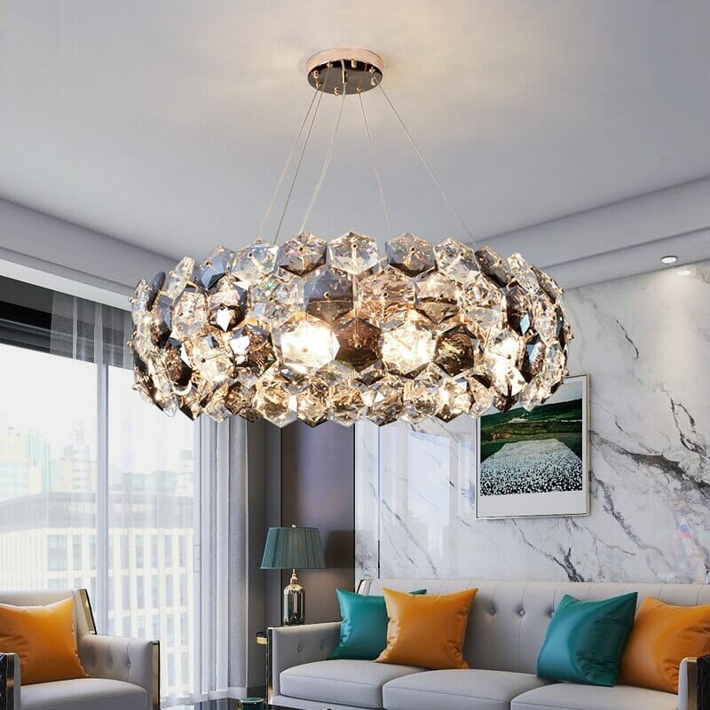 Candelabru Aurora Crystal cu cristale gri fum și oțel inoxidabil