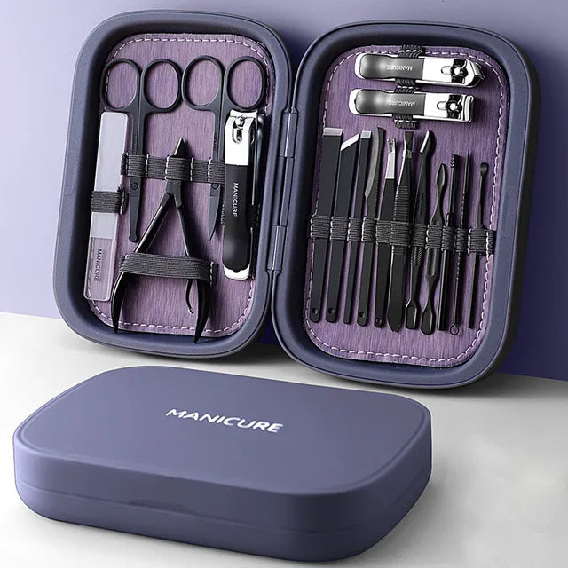 LuxNails Stainless Steel Nail Care Kit With Portable Storage Box