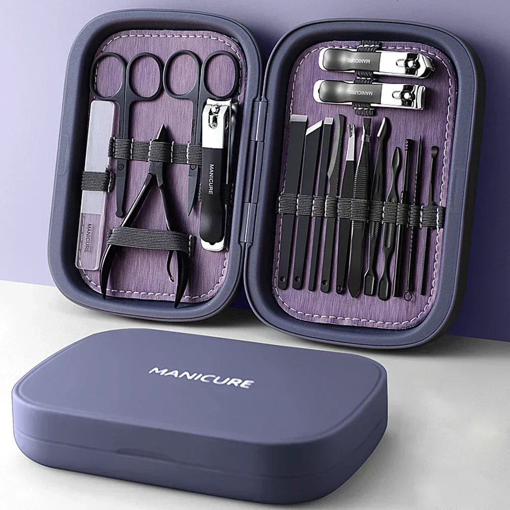 LuxNails Stainless Steel Nail Care Kit With Portable Storage Box