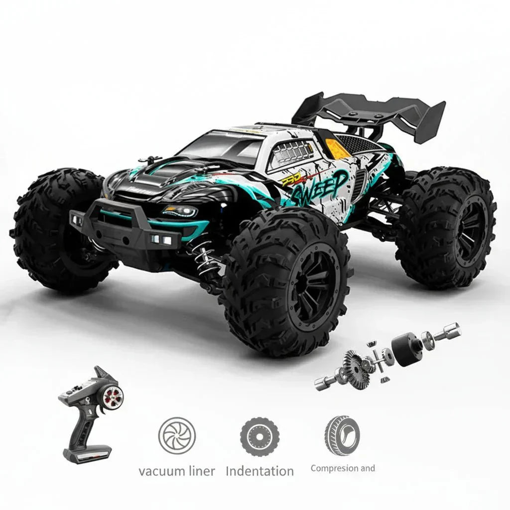 RidgeStorm 1:16 Scale Electric Off-Road RC Truck Featuring LED Headlights
