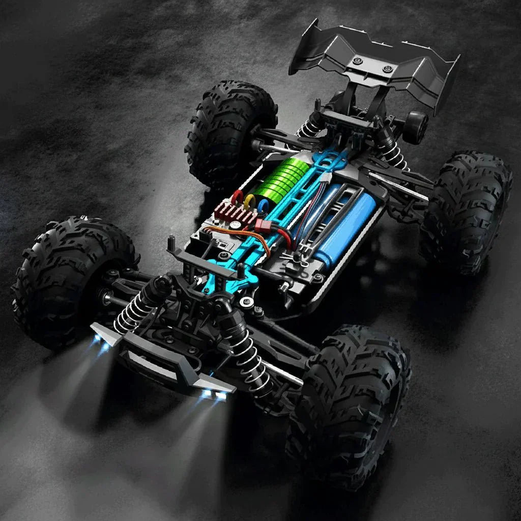 RidgeStorm 1:16 Scale Electric Off-Road RC Truck Featuring LED Headlights