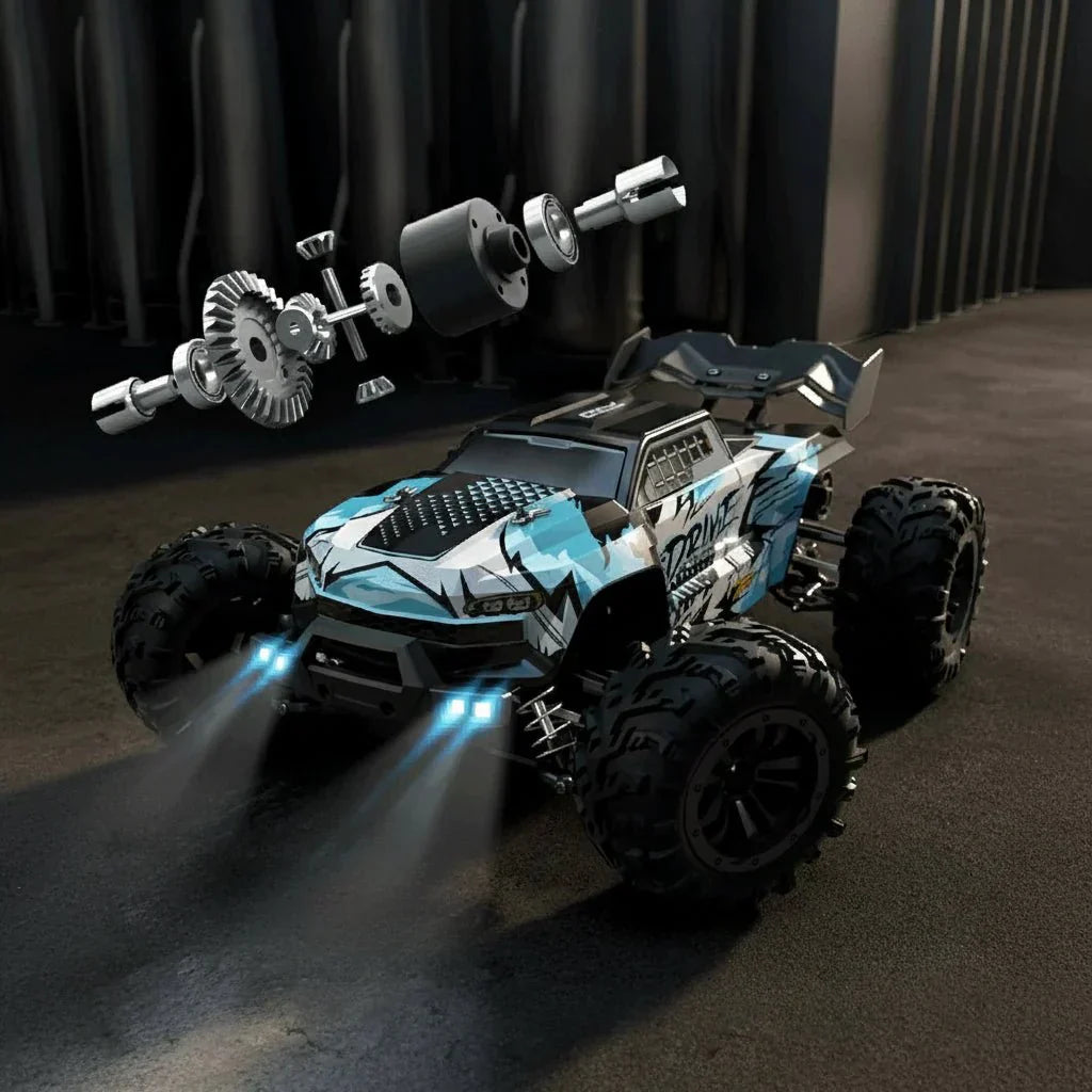 RidgeStorm 1:16 Scale Electric Off-Road RC Truck Featuring LED Headlights