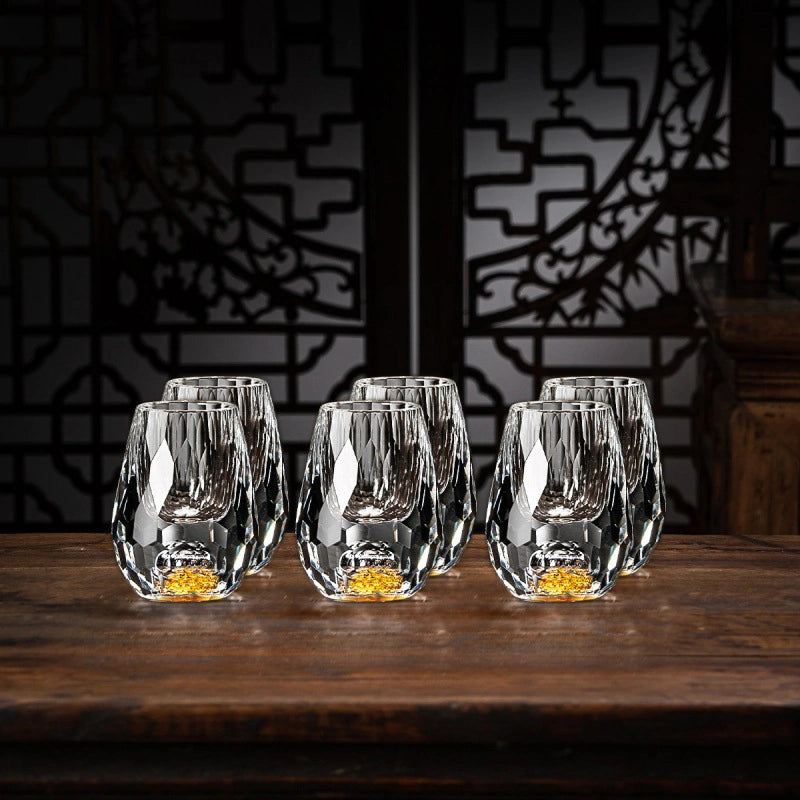 Luxury Crystal Glasses with Gold Flakes – Handmade – Set of 2 – For Whisky & Premium Beverages