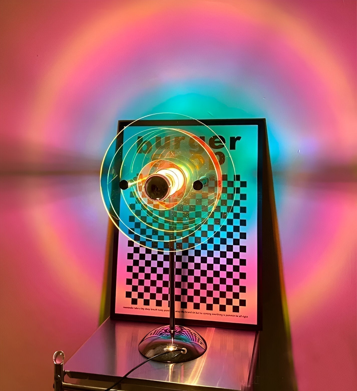 Orion Retro disková LED stolní lampa na stůl, komodu a noční stolek