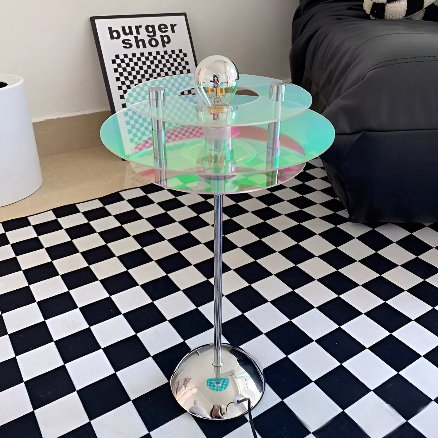 Orion Retro disková LED stolní lampa na stůl, komodu a noční stolek