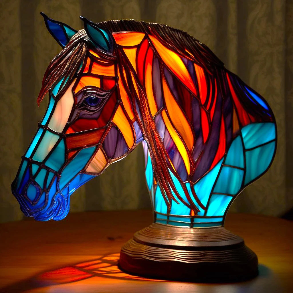 Stained Glass Animal Lamp Ornament For Home Decor And Shelf Display