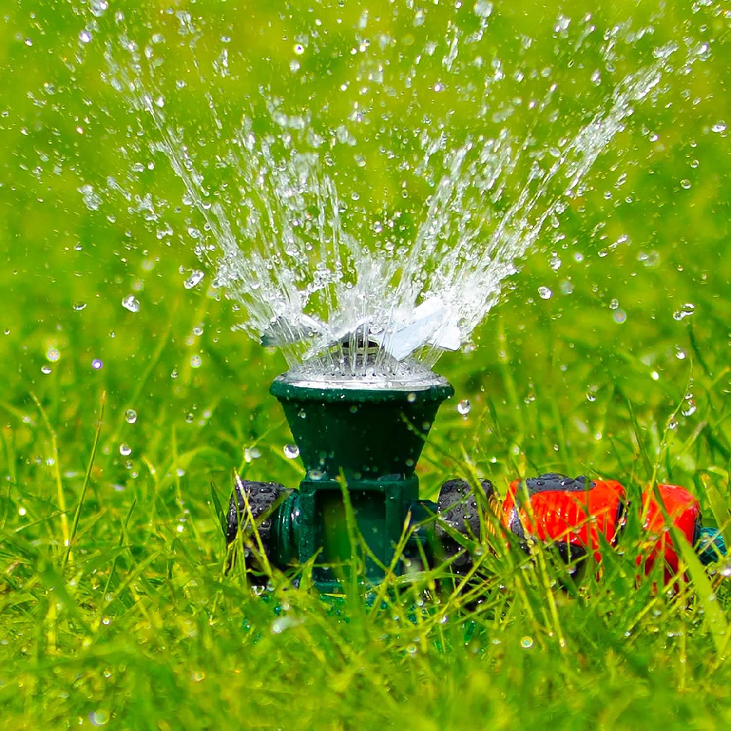 HydroSpin Sprinkler System, 360 Degree Coverage, Durable Metal Construction